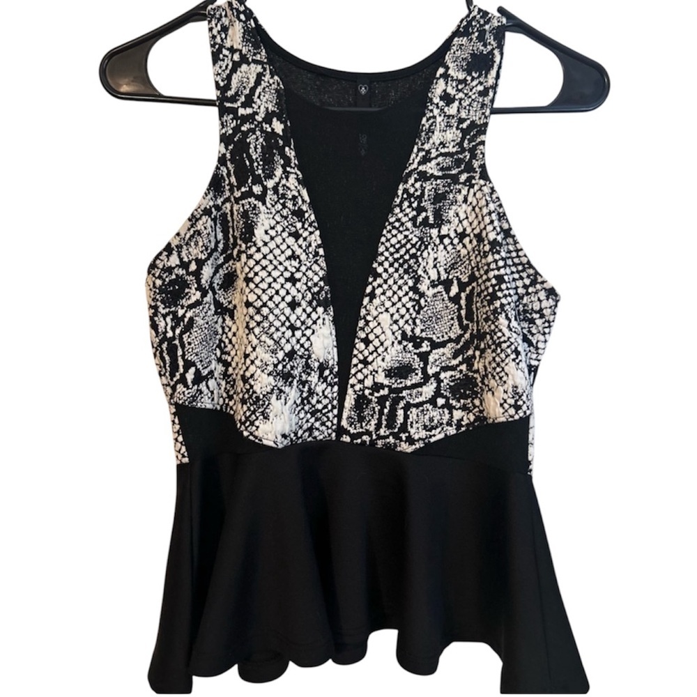 Sexy‎ Snake Skin Peplum Top with See Through Mesh by Love Culture Size Medium